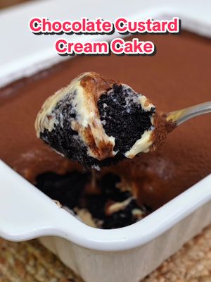 🍫✨ Chocolate Custard Cream Cake ✨🍮 Layers of moist chocolate cake topped with silky custard cream, indulgent, comforting, and perfect for every chocoholic’s sweet tooth. Moist Chocolate Cake Recipe: 	•	130g All-Purpose Flour 	•	50g Dark Cocoa Powder 	•	200g Sugar 	•	1 tsp Baking Powder 	•	1/2 tsp Baking Soda 	•	Pinch of Salt 	•	1 Large Egg (room temp) 	•	60ml Cooking Oil 	•	120ml Fresh Whole Milk (room temp) 	•	1 tsp Vanilla Extract 	•	120ml Hot Water + 1 tsp Instant Coffee Powder ⏲️ Bake at 150°C for 35–40 minutes. Custard Cream Layer: 	•	5 large Egg Yolks 	•	2 tbsp Cornstarch 	•	360ml Fresh Milk 	•	300ml Condensed Milk 	•	1 tsp Vanilla Extract 	•	Pinch of Salt Silky, chocolatey, and creamy — this cake is a hug in every slice. 🥰 #FoodieFred #HiBestfriend #CustardCake #ChocolateLovers