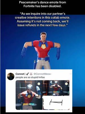 Peacemaker’s dance emote from Fortnite has been disabled 😱 #peacemaker #hbomax #peacemakershow #blurayangel #TikTokBuzzContest