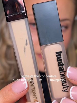 battle of the concealers: @Huda Beauty vs @Hourglass Cosmetics 🤍 two of my faves!! which so you think looks better?? #makeup #concealer 