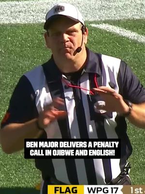 Referee Ben Major announced the penalty call in both Ojibwe and English! #cfl #cflfootball