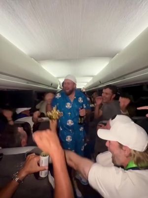 On the bus 🇪🇺🍻 #RyderCup #golf #europe 