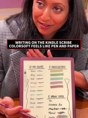 At Amazon’s 2025 hardware event, we got a hands-on demo of the Kindle Scribe Colorsoft’s upgraded colors and pen tools. ✍️ Writing feels smooth and natural, with carefully chosen colors, new highlighters, and even a shader tool for blending and creating artwork right on Scribe. #AmazonDevices2025 #KindleScribe #EInk #TechDemo #kindle 