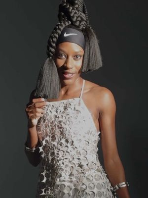 Nia Wedderburn-Goodison embodies “look good, race good” wearing custom pieces inspired by Nike’s Air Max Muse and Air Superfly trainers