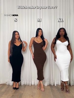 Same dress, different COLORS and SIZES… which one is your FAVE? 💖 #FashionForAll #NovaBabes #OOTD #FashionNovaStyle