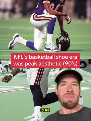Name a better aesthetic in sports than NFL players rocking full on basketball shoes from the late 90’s to mid 2000’s on astroturf #nfl #NBA #footballcleats #basketballshoes #nfluniforms 