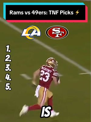 Rams vs 49ers Picks 49ers vs Rams Picks TNF Picks Rams vs 49ers Prediction 49ers vs Rams Prediction Puka Nacua 49ers Puka Nacua Fantasy CMC Fantasy Christian McCaffrey  Matthew Stafford Kyren Williams
