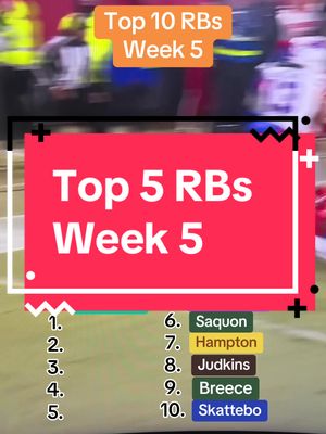 Top 5 RBs for week 5 #fantasyfootball #nfl #football 