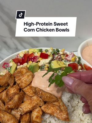 High-Protein Sweet Corn Chicken Bowls 55g protein per bowl | Makes 3 bowls Fresh, flavour-packed, and ideal for meal prep. 🍗 For the Chicken: * 700g chicken breast, cubed * Salt & pepper, to taste * 1 tsp garlic powder * 1 tsp chilli powder * 1 tsp smoked paprika * ¼ tsp ground cumin * 1 tbsp olive oil (for marinating) * Avocado or canola oil spray (for cooking) Toss chicken with spices and oil, marinate for at least 30 mins, then cook in a hot non-stick pan until golden and cooked through (approx. 6–8 mins). — 🌽 Corn Salsa: * 2 cups corn (fresh, frozen, or canned – drained if using canned) * ¼ cup Best Foods Light Mayo * 1 capsicum, diced * ¼ cup crumbled feta * Juice & zest of 1 lime * 1 small jalapeño or green chilli, finely diced (optional) * 2–3 tbsp fresh coriander, chopped * 1 avocado, cubed * 1 tsp Tajin or chilli-lime seasoning (optional) Mix everything except avocado, then gently fold it in last. 🍚 To Assemble: * 3 cups cooked rice * Optional: extra coriander, lime wedges, hot sauce, or a drizzle of Greek yoghurt with chipotle pepper blended in.  Layer rice, chicken, and a big scoop of corn salsa. Garnish and enjoy! #highproteinmeals #mealpreprecipes #easyhealthyrecipes #proteinpacked #fitfoodie