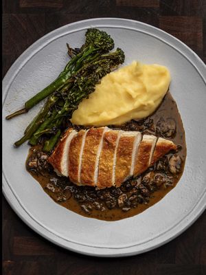 100g diced mushrooms 1 medium shallot 1 clove garlic 250ml dry white wine 150ml chicken stock Juice of 1/2 a lemon 50g cold butter Kosher salt Freshly ground black pepper 5g chives 3g tarragon 1. With the chicken sucs in the pan, add 25g of butter, followed up by the diced mushrooms. 2. Add a little salt and let the water cook off those mushrooms. 3. As they’re starting to brown nicely, add in the shallot and garlic and cook until the onions are translucent. 4. Add in the wine and cook off some of the alcohol for about 5 minutes. 5. Next add in the chicken stock and allow to reduce by about half. Your spoon or spatula should leave a trace in the sauce. 6. Reduce the heat and add in the fresh finely cut herbs and the lemon juice. Cook for about a minute and turn off the heat. 7. Add in the remaining 25g of butter and keep stirring to emulsify. 8. Taste for seasoning and adjust as necessary. Options for herb combinations - Thyme + Parsley: A classic and balanced pairing. - Tarragon + Chive: Elegant and aromatic, great for French-inspired dishes. - Rosemary + Parsley: Adds warmth and freshness.