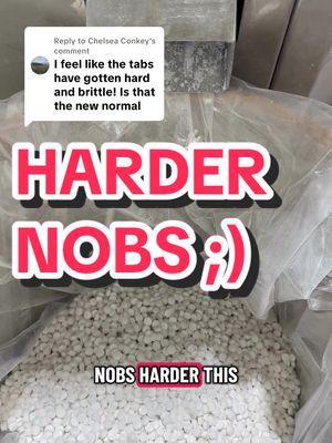 Replying to @Chelsea Conkey By nature, tablets naturally soften over overtime with exposure to moisture and air. They will always be harder when first manufactured, and soften overtime. So if you got a jar that was harder than normal, that just means your NOBS are fresher! #toothpaste 