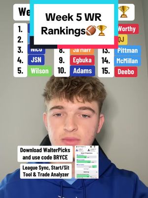 Week 5 WR Rankings🏈🏆 #fantasyfootball #fantasycontent #wrrankings #week5 #titanswalterpicks