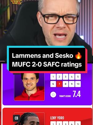 Mark's player ratings from United's win against Sunderland, ft. a brilliant Lammens debut and Sesko scoring again! #Goldbridge #ManUtd #Sunderland