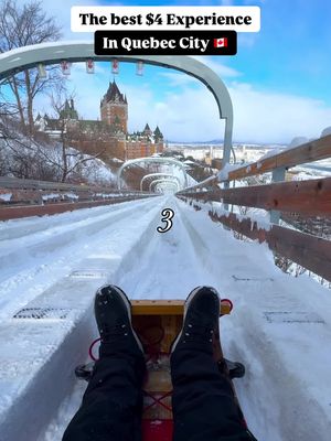 Follow for more travel inspo & tips ✈️ It’s called in Canada 🇨🇦🎢❄️ If you’re visiting Quebec City this winter, don’t miss the Au 1884 Toboggan Slide! This 150 year old ride sends you flying down at up to 70 km/h with an incredible view of Château Frontenac and the St. Lawrence River, a must for any winter bucket list! 📍 Where: 16 Rue du Fort, Quebec City ⏰ When: Open daily, 10 AM - 5 PM 🎟 Cost: $4 per ride or $15 for 4 rides Pro tip: Grab your tickets online to skip the wait! TAG someone you would bring here 👇🏼 #quebeccity #quebeccite #canada #canadaexplores #quebeccitylife #québec #quebecoriginal #au1884 #toboggan #wintersports #canadianthings #viral