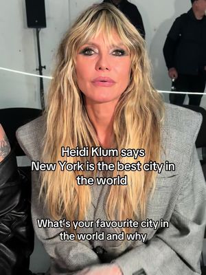 Supermodel @heidi klum shares her love for the Big Apple at the Vetements SS26 show 🍏 #heidiklum #vetements #fashiontiktok #pfw 