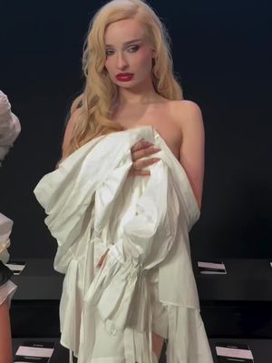 Pop singer-songwriter @kimpetras front row at the  #anndemeulemeester spring 2026 runway show in Paris. #parisfashionweek #tiktokfashion