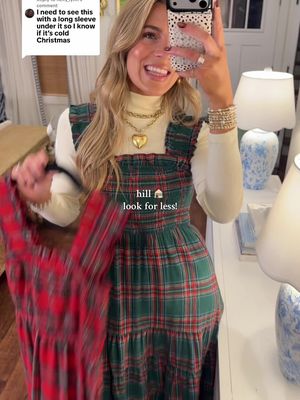 Replying to @Kelly_lynn even cuter with a turtleneck underneath! SUCH a good look for less- the quality is amaze!! They would also be adorable with tights underneath! Wearing size S and I'm 5'9❤️🎄! #lookforless #nostalgicchristmas #christmasfashion #boujeeonabudget #fallfashion 