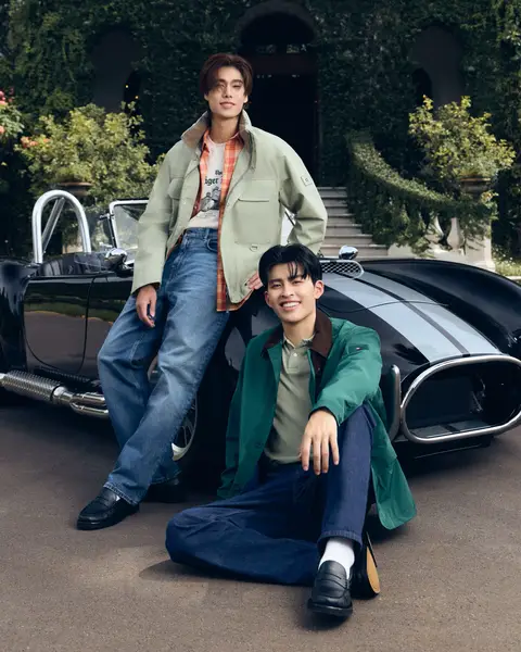 iconic outerwear for an iconic duo @ppnaravit @phuwintang #ppnaravit #phuwintang #pondphuwin #hilfigerracingclub #outerwear #falljacket