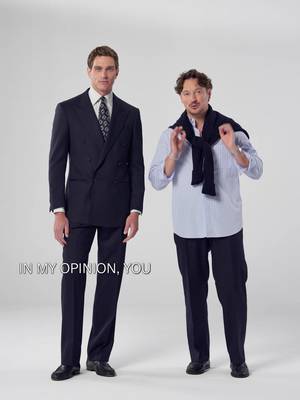 Relaxed navy, styled more ways. Our Style Director Marc shows it business with a striped shirt and tie or casual with a cashmere crewneck. A timeless suit with modern ease. Shop the look now.