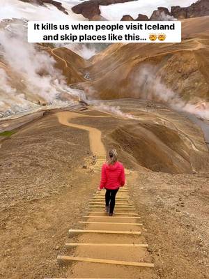 🌋 Save this mini Iceland l Highlands Guide and follow @megsandpat for more off the beaten path and bucket list adventures 🇮🇸✨ The Highlands are the raw, untouched heart of Iceland, where geothermal power, colorful rhyolite mountains, and endless lava fields come together to create one of the most surreal landscapes on earth. Here are some must see spots if you’re adventuring into this region NOTE You do need a 4x4 to get to all of these locations. We were so happy with our camper from @campeasyiceland, dm if you want the info! 🔥 Kerlingarfjöll – A geothermal wonderland of steaming vents and rolling rhyolite peaks. The hiking trails here lead you through vibrant red and orange mountains that feel like walking on another planet. 💙 Bláhnúkur – Known as the Blue Peak of Landmannalaugar, this volcanic mountain is made of dark blue and green rhyolite. A hike to the top rewards you with sweeping views over the Highlands. 🌈 Landmannalaugar – Famous for its rainbow-colored mountains, lava fields, and natural hot springs. This is the starting point of the legendary Laugavegur Trail and one of the most iconic spots in Iceland. 🌋 Stútur Crater – A perfectly shaped volcanic crater you can climb around. It’s quick to visit, but the view from above of the surrounding lava fields is unreal. 💦 Brennisteinsalda Hot Spring – A natural hot pool tucked into a geothermal area i  Landmannalaugar. Perfect for a soak after a day of hiking.  🏕 Hveravellir – A remote geothermal oasis in the Highlands. Here, hot springs bubble beside glaciers, and there is even a hot spring at the campsite