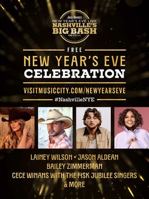 🎶🥂🍾 NEW YEAR'S EVE ANNOUNCEMENT 🍾🥂🎶 We’ve been keeping a little #NashvilleNYE secret, but TODAY is THE day! We’re so excited to announce this year’s lineup for the FREE Jack Daniel’s New Year’s Eve Live: Nashville’s Big Bash event. ✨ Join us in person with @Lainey Wilson, @Jason Aldean, @Bailey Zimmerman, @CeCe Winans with the @Fisk Jubilee Singers®, and more! ✨🥂 #NashvilleNYE #Nashville #MusicCity #livemusic 