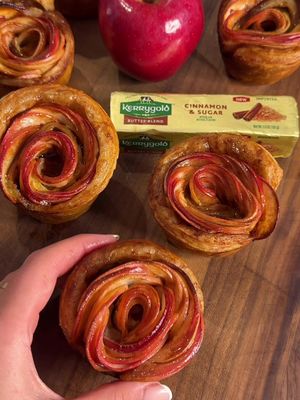 #ad Apple roses are the only roses I want to receive this fall. 🍎🌹 Using puff pastry, fresh apples and @KerrygoldUSA new Cinnamon & Sugar Butter, these look fancy but are SO simple to make. Because, as always, quality > quantity. When you have good ingredients, you don’t have to do much to make them shine. Kerrygold butter is made with milk from Irish grass-fed cows, and this special Cinnamon & Sugar Butter is already spiced, so it gives the apples that warm, cozy flavor without adding an extra step to your plate. You can find this tasty butter at Walmart and Whole Foods. #kerrygold #fallbaking #apples #flavorsbyalessandra