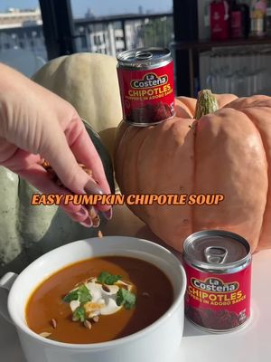 La Costeña Chipotle Pumpkin Soup Servings: 4 | Prep Time: 10 mins | Cook Time: 20 mins Ingredients: * 3 cups pumpkin puree (fresh roasted or canned)   * 3 cups vegetable or chicken broth   * 1 cup milk or cream (for extra creaminess)   * 2 La Costeña Chipotle Peppers in Adobo (adjust to taste) + 1 tablespoon of the adobo sauce (if you like spicy add two peppers)    * 1 medium onion, chopped   * 2 cloves garlic, minced   * 2 tablespoons olive oil or butter   * ½ teaspoon ground cumin   * Salt and pepper, to taste   * ½ cup toasted pumpkin seeds (pepitas), for garnish   * ½ cup Mexican crema or sour cream, for garnish   * Fresh cilantro, chopped, for garnish Sauté onions, garlic, cumin, chipotle:  Heat oil in a large pot (8-quart) on medium high heat. Add the onions and cook for 3-4 minutes, until softened. Add the garlic, cumin, and chipotle, cook for 1 minute more. Add pumpkin, stock, oregano, salt, then simmer:  Add the pumpkin, stock, oregano, and salt. Bring to a simmer, reduce the heat and simmer for 20 minutes, partially covered. Toast pumpkin seeds:  If you are working with raw pumpkin seeds, now would be a good time to toast them. (If your pumpkin seeds are already toasted, skip this step.) Just spread them out in an even layer in a frying pan on medium high heat. Stir with a wooden spoon while toasting, until the pumpkin seeds are fragrant and are lightly browned. Remove to a bowl. Serve with toasted pumpkin seeds (pepitas), crema fresca drizzled over the top, and chopped cilantro. *optional add lime  @_mexicorico #LaCostenaPorSabor #ElSaborQueEsParaTodos #TheFlavorThatIsForEveryone