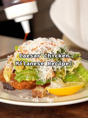 Caesar Chicken Milanese! 🍗 #chicken #salad #FoodTok #foodtiktok 