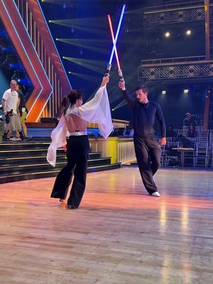 We’ve been working hard behind the scenes to bring this week’s Quickstep to life, set to the iconic Star Wars Cantina Band for Disney Week on Dancing With the Stars. #DWTS@Hilaria Baldwin  ✨ Reminder Text Hilaria at 21523 during the live show. Voting starts at 8pm est/5pm pst, and ends shortly after the final dance. Vote up to 10x per device.  Thank you for your support 🙏🏼