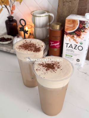 BRB, bringing TAZO Organic Chai Latte with me everywhere this fall 🍁☕👜 Your #NextFallSip is ready in just seconds thanks to @*.✧ fiona ✧.* ! Simply mix chai concentrate with your choice of milk and top with pumpkin pie cold foam for an elevated twist 🎃🫖✨ #FallIntoTAZO #TAZO #TAZOTea 