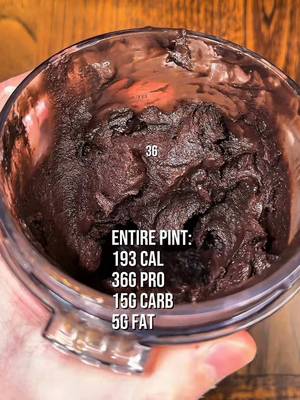 Replying to @goose ⬇️FULL RECIPE⬇️ 193 calories 36g protein (for the entire pint) Brownie Batter Protein Ice Cream 😋🍦 Original recipe from my Recipe Book Check out the link in my bio for my Creami Recipe Books with over 150 recipes like this one! - 1 Chocolate Protein Shake (350-400ml)   - 20-25g Monk Fruit sweetener - 20g black cocoa powder - A pinch of salt - 1g (¼ tsp) xanthan gum 193 cal 15g C, 5g F, 36g P Instructions: 1. Blend all ingredients for the base and freeze (at least 16 hours) 2. Run your pint under hot water for at least 60 seconds 3. Spin on “Lite Ice Cream” setting 4. Spin on “Respin” setting 5. Respin again if powdery Follow me for more @Ninja Kitchen Creami and Swirl recipes! Code FPF to save | @Prime Bites Protein Treats @Hormbles Chormbles @Try FUUL  • • • • #ninjacreami #fpf #browniebatter #proteinicecream #chocolate 
