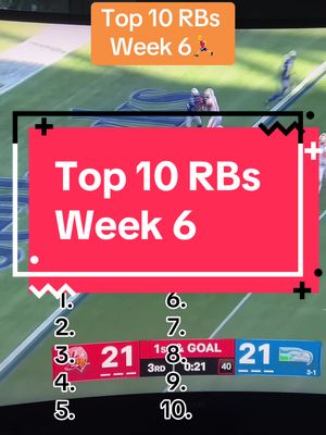 Top 10 RBs for week 6 #fantasyfootball #nfl 
