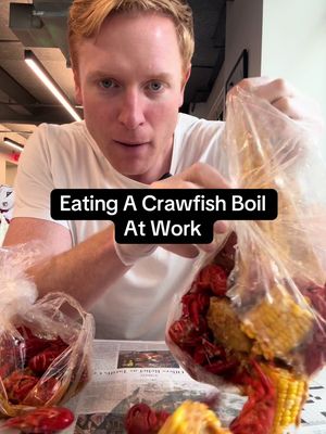 Eating a 4-pound crawfish boil at the office #work #lunch #crawfish 