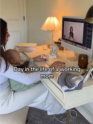 Day in my life as a working mom 💻🍼🧑🏽‍🍼 realistic routine of how i’m trying to balance mom and work life!! Thankful I still get to be home with my baby 🥹🤍 #workingmom #newmom #firsttimemom #dayinthelife 