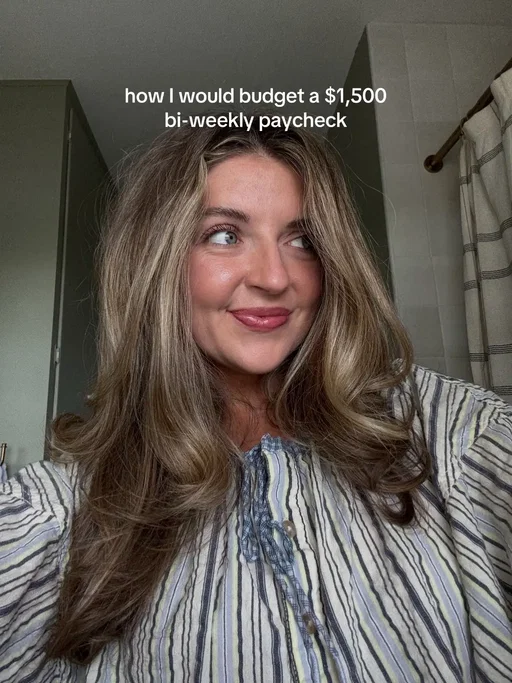 how I would allocate a $1,500 bi-weekly paycheck ($3,000 monthly take home pay). these are IDEAL estimations, whether or not they’re realistic for your personal situation… 🤷‍♀️ but in a perfect world, here’s how I’d budget! #Budgeting #budget #money #savingmoney #payday 
