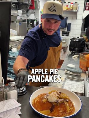 Apple Pie Pancakes: Apple Pie Compote, Candied Pecans, MSC Ricotta, Powdered Pumpkin Spice @milesquarecafe 