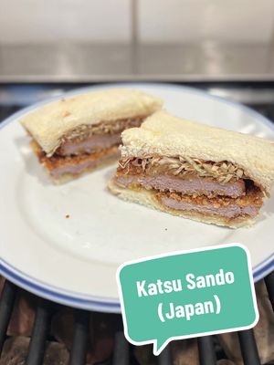 Katsu Sando (Japan) on Sandwiches of History⁣  We are headed to Japan for today’s International Sandwich Sunday. The Katsu Sando, which features breaded pork cutlets, is traditionally deep fried. But I found a recipe at the always reliable JustOneCookbook.com that lets me make it w/o dealing with all that oil. And I gotta say, the results were fantastic. Highly recommend you give it a go. #fyp #sandwichesofhistory #internationalsandwichsunday 