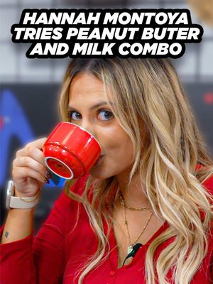 Boys, we’ve all had a scoop of peanut butter with a glass of milk, right??   Had to make @hannah montoya give it a try😂 #cookingshow #barstoolsports #peanutbutter #theboys 