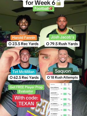 Favorite Player Props for week 6…#sportsbetting #fantasyfootball #nflfootball #fantasyfootballtips #fantasyfootballadvice 