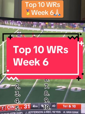 Top 10 WRs for week 6 #fantasyfootball #nfl #football 