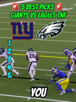 Giants vs Eagles Picks Eagles vs Giants Picks TNF Picks Thursday Night Football Picks
