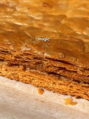 How to make ✨Rough Puff✨ pastry from scratch at home with a few simple pantry ingredients  #roughpuff 250g unsalted butter, cold & cubed 250g plain flour 125ml (1/2 cup) iced water 1 tsp salt 1. Whisk together the flour and salt in a large bowl. Place the cold, cubed butter on top. Gently mix the flour, butter & iced water together with a spatula or wooden spoon, being careful not to break down the butter too much. We want the butter to remain solid as we roll, shape, fold, and flatten the dough, because if it melts before baking, the dough will lose its flakiness. The butter melts in the oven, creating steam that separates the dough into multiple flaky layers. 2. Pour the shaggy clump of dough out onto a lightly floured work surface. There will still be large chunks of butter at this point and that’s a good thing. Begin patting the dough down with lightly floured hands until it’s about 1-inch thick rectangle. Wrap in clingwrap and let the dough to rest in the fridge for 20-30 mins.  3. Once rested, roll out the dough until about 1 cm thick. Fold the corners of the dough in towards the centre, resembling an envelope. As you roll, it’s best to flip the dough over once or twice to make sure it’s not sticking to your work surface. Lightly flour your work surface as needed. Wrap the dough again and place into the fridge to rest for 20-30 mins. Repeat this step 3-4 more times turning the dough 90 degrees before rolling.  4. Use wherever you would use frozen store-bought puff pastry. From this point, you can also refrigerate the dough for 24hrs or freeze by up to 1 month.  #puffpastry #butter #pastry #fypシ゚ 