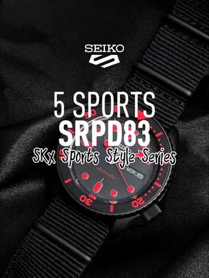 The all-black watch with red accents that will attract your look! #watchenthusiast #seikocollector #watchfan #seiko #sportywatch #srpd83 #blackwatch #watchformen #seikocollection