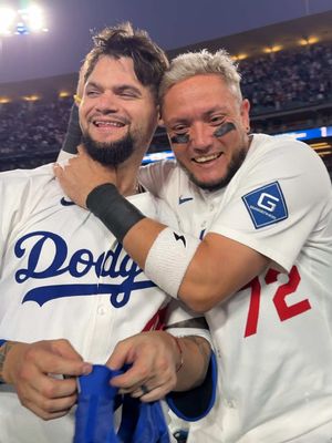 Reactions from the field after the final out. 🥹 #dodgers #sports #losangeles 