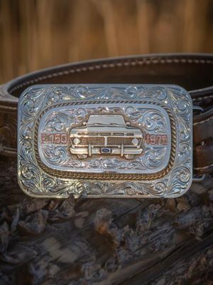 Introducing the Truckle. To honor 50 years of F-150®legacy, this first-of-its kind western buckle secures your Ford key fob, freeing-up your hands to work while securing your key. This limited-edition buckle is hand-crafted by rodeo legend and lifelong Ford Truck owner Andy Andrews of A Cut Above Buckles. It’s got craftsmanship and dedication in every detail. Truckle Up! 🐂➰🤠