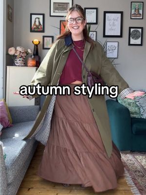 🍂 DAY 2 🍂 This top is actually a pyjama top! ULTIMATE COMFORT 👌 Top @TuClothing  Skirt @Lucy and Yak  Coat & Bag @Next  Shoes tiktok shop Earrings @Primark  #plussizefashion #plussize #autumnfashion #plussizefashionblogger