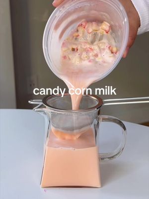 Infused candy corn + milk !! #halloween2025 #candycorn 