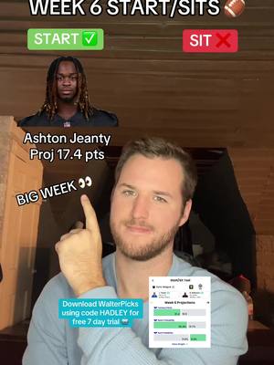 Week 6 starts and sits ✅ drop questions below #fyp #nfl #fantasyfootball 
