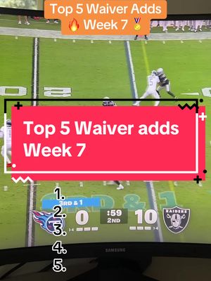 Top 5 waiver adds before week 7 #fantasyfootball #nfl #football 