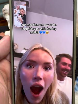 my face the whole video:😮 #twinmom #twinboys #genderreveal 