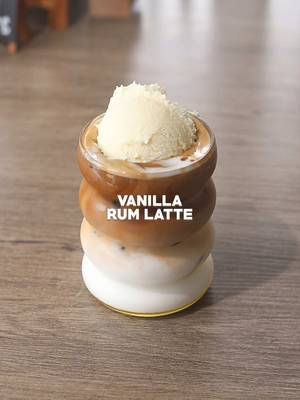 🍨 Rum Latte with Vanilla Ice Cream 📝 Recipe Ice Cubes 🧊 15g • Rum Syrup 130g • Milk 1 Shot • Espresso 1 Scoop • Vanilla Ice Cream — #icecream #homecafe #asmr #latte #coffee 